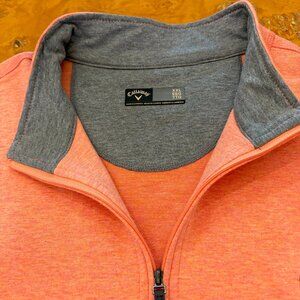 Callaway Golf Quarter Zip Pullover Coral/Orange Golf Shirt Longsleeve Size 2XL